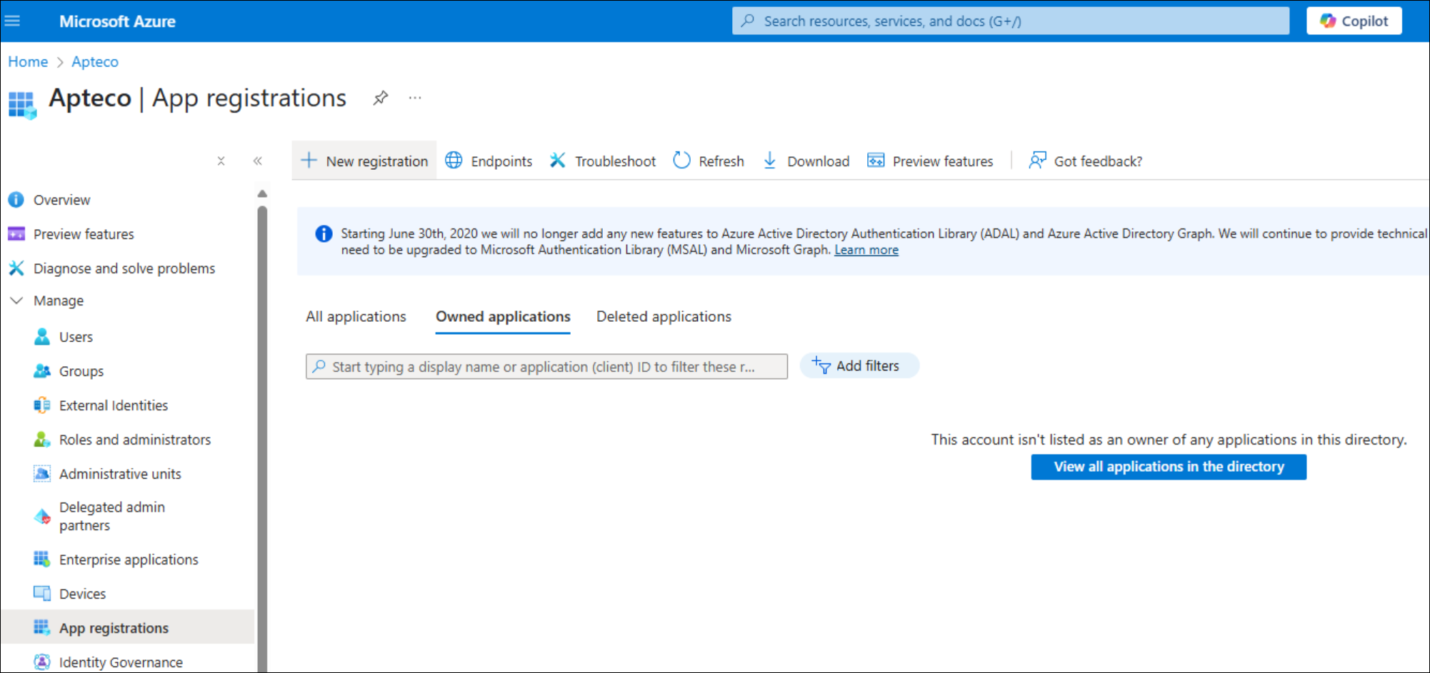 App registrations App registrations