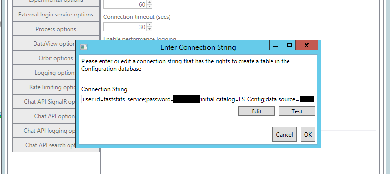 Connection string Connection string editor dialog