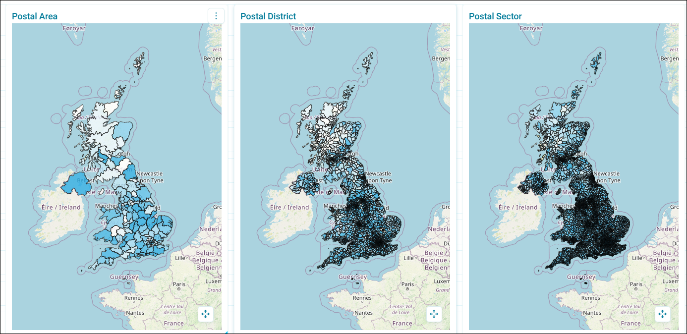 Example dashboard maps Example dashboard map with shading