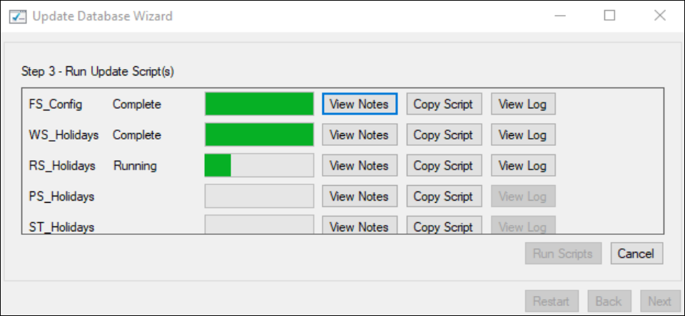Configuration Status Configuration status showing Complete and Running states