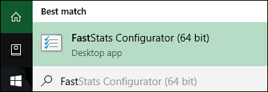 Best Match FastStats Configurator shown as best match in Start menu search