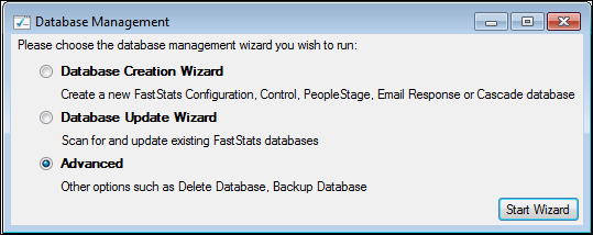 Database Management Database Management Advanced wizard
