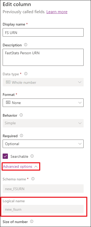 Advanced options Advanced options