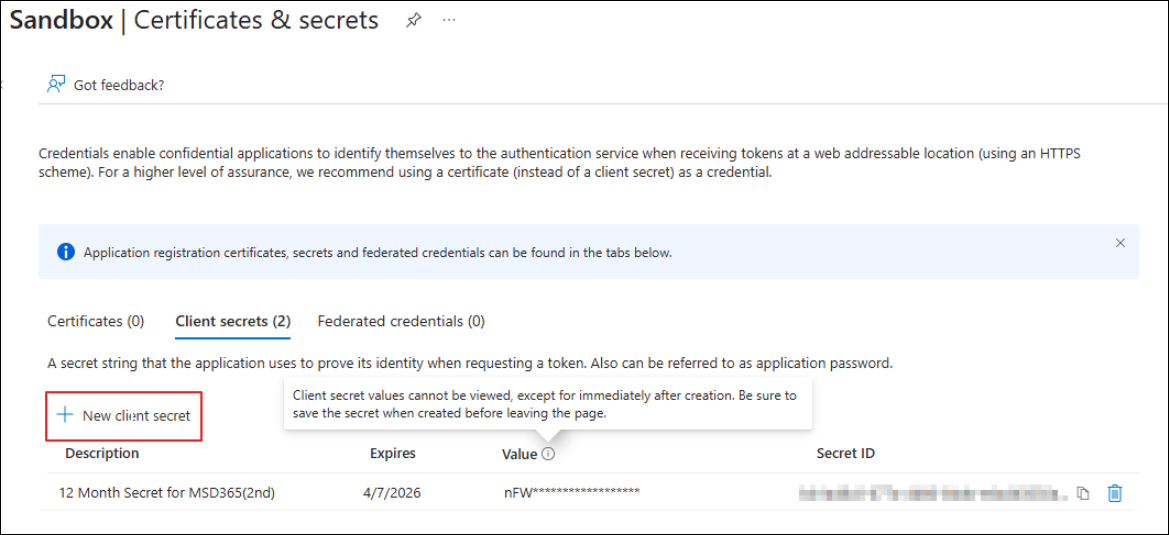Client secret Client secret