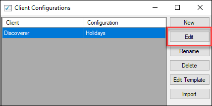 Edit Client Configuration Edit Client Configuration
