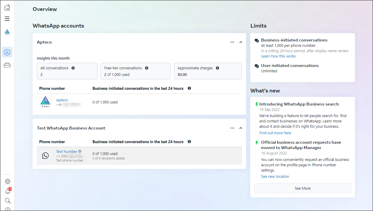 WhatsApp Accounts Overview WhatsApp Accounts Overview