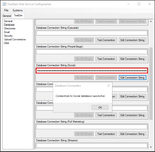FastStats Web Service configuration