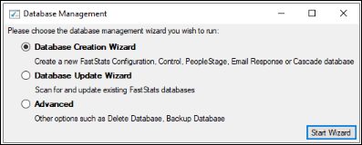 Database creation wizard