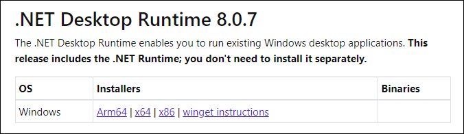 .NET Core 8 .NET Core 8 installer