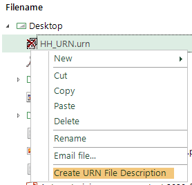 Create URN File Description dialog