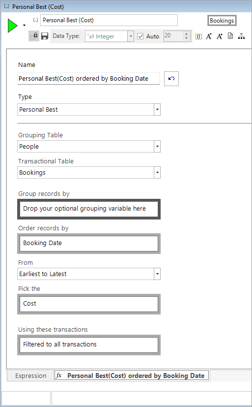 Personal Best cost settings