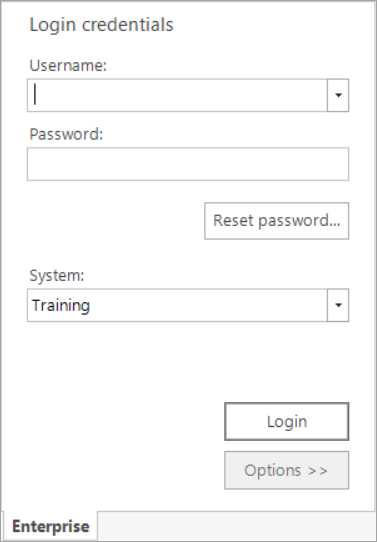 Enterprise login screen Enterprise login screen