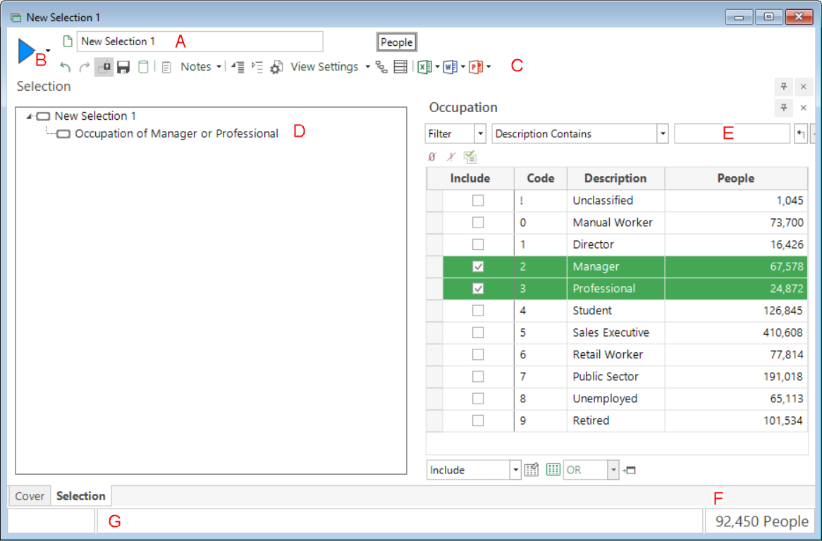 Selection window Selection window