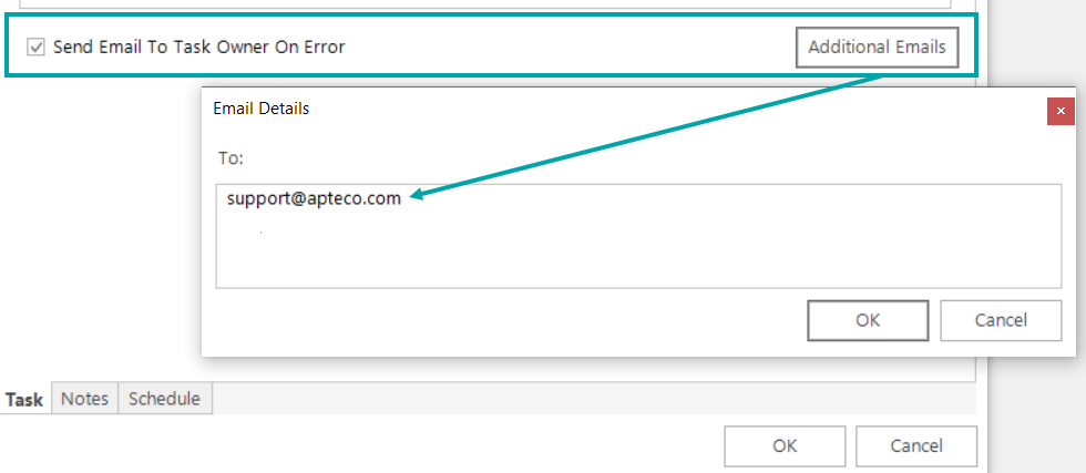 Send Email To Task Owner On Error option