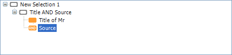 Selection tree showing Title of Mr AND Source