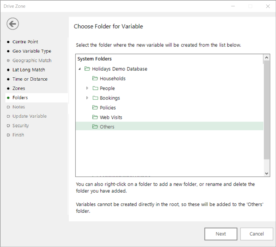 Choose folder for variable