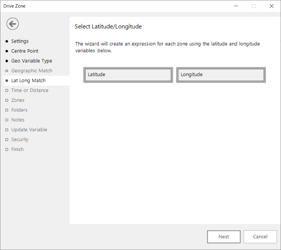 Select Latitude and Longitude variables