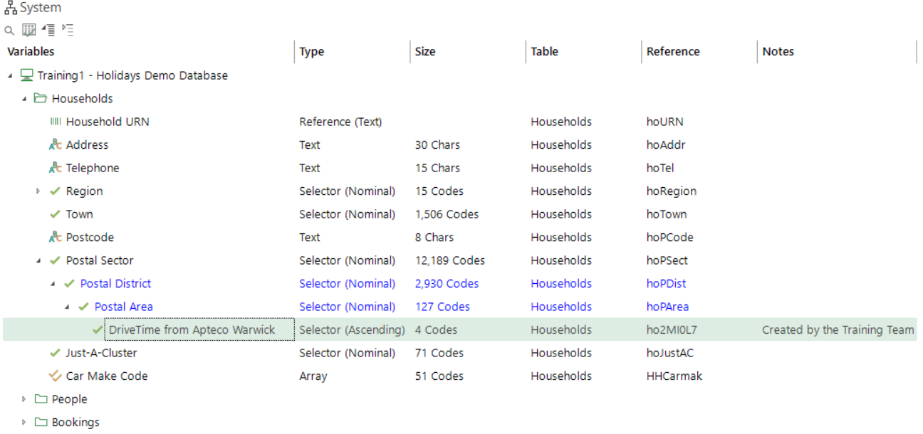 Variable in System explorer