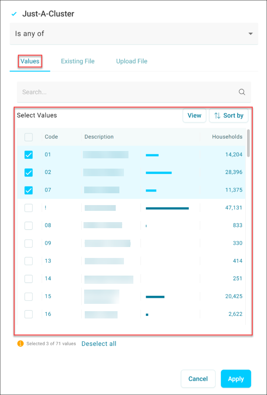 Selector variable options