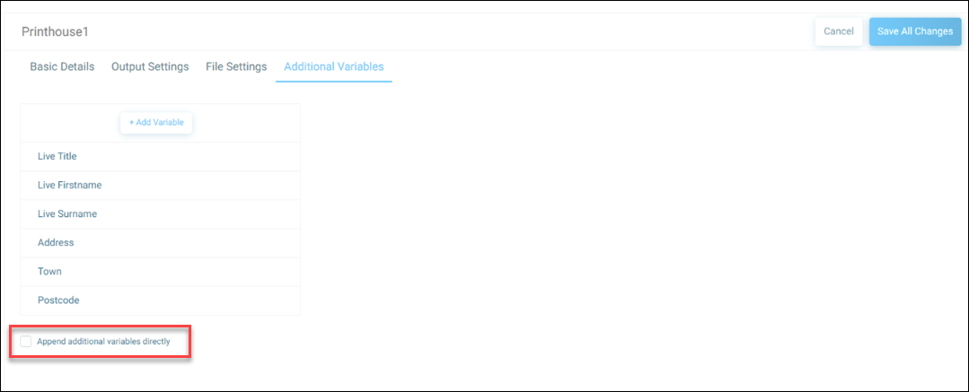 Append additional variables directly