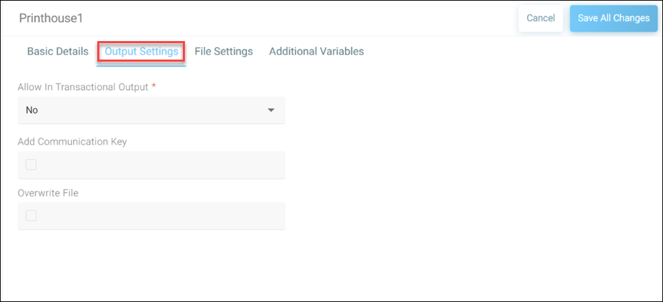 Output settings