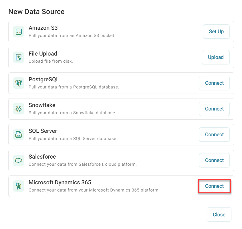 MS Dynamics data source