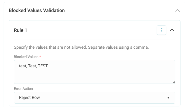 Blocked values validation