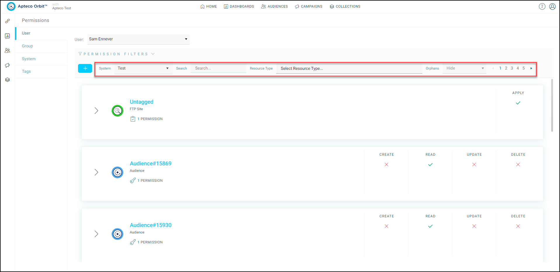 System search resource type