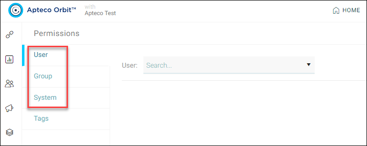 User group system tab