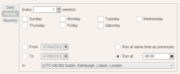 Weekly schedule Weekly schedule