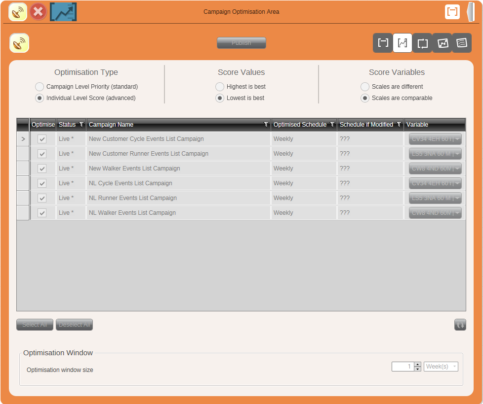 Campaign Optimisation Multiple Campaigns Example - Criteria View Criteria View