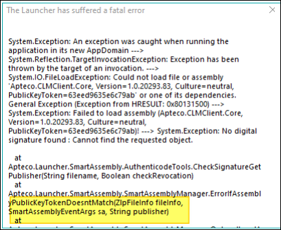 Launcher error